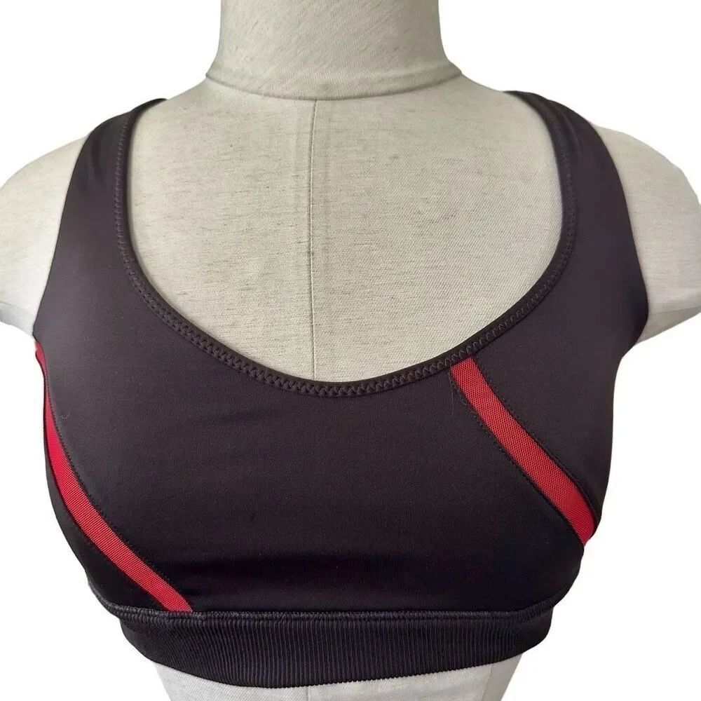 Puma Exhale black red stripe sports bra